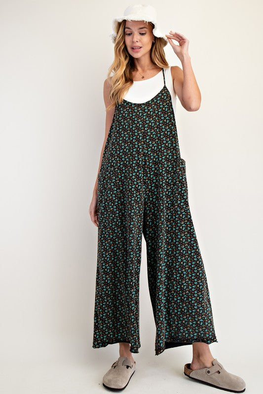 Ditsy Floral Jumpsuit-Jumpsuit-Easel-Black-Small-Inspired Wings Fashion