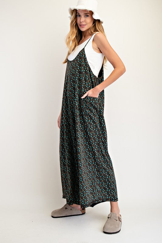 Ditsy Floral Jumpsuit-Jumpsuit-Easel-Eggplant-Small-Inspired Wings Fashion