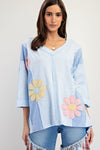 Flower Patch Mineral Wash Top-Shirts & Tops-Easel-Sky Blue-Small-Inspired Wings Fashion