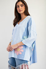 Flower Patch Mineral Wash Top-Shirts & Tops-Easel-Sky Blue-Small-Inspired Wings Fashion