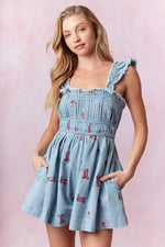 Boots and Horseshoes Romper-Romper-Peach Love California-LT Denim-Small-Inspired Wings Fashion
