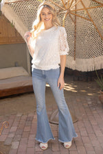 Ruffle Band Lace Top-Shirts & Tops-VOY-Ivory-Small-Inspired Wings Fashion