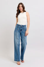 HW Front Star Wide Leg Jeans-Jeans-Judy Blue-Denim-0(24)-Inspired Wings Fashion