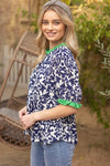 Abstract Contrast Band Top-Shirts & Tops-VOY-Navy-Small-Inspired Wings Fashion