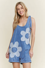 Lace Flower Patch Romper-Romper-J Her-Denim Blue-Small-Inspired Wings Fashion