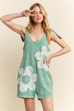 Lace Flower Patch Romper-Romper-J Her-Dusty Cyan-Small-Inspired Wings Fashion