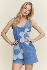 Lace Flower Patch Romper-Romper-J Her-Dusty Cyan-Small-Inspired Wings Fashion