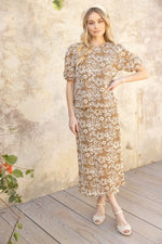 Floral Embroidered Woven Top-Shirts & Tops-VOY-Brown-Small-Inspired Wings Fashion