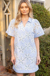 Floral Eyelet Striped Dress-Dress-VOY-Baby Blue-Small-Inspired Wings Fashion