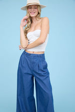 Pleated Pants-pants-Blu Pepper-Chambray-Small-Inspired Wings Fashion
