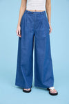 Pleated Pants-pants-Blu Pepper-Chambray-Small-Inspired Wings Fashion