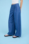 Pleated Pants-pants-Blu Pepper-Chambray-Small-Inspired Wings Fashion