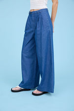 Pleated Pants-pants-Blu Pepper-Chambray-Small-Inspired Wings Fashion