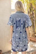 Floral Bubble Sleeve Dress-Dress-VOY-Navy-Small-Inspired Wings Fashion