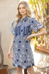 Floral Bubble Sleeve Dress-Dress-VOY-Navy-Small-Inspired Wings Fashion