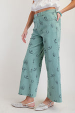 Western Print Twill Pants-Pants-Easel-Khaki-Small-Inspired Wings Fashion