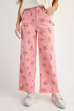 Western Print Twill Pants-Pants-Easel-LT Coral-Small-Inspired Wings Fashion