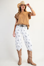 Western Print Twill Pants-Pants-Easel-Khaki-Small-Inspired Wings Fashion