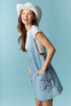 Star Patch Denim Mini Dress-Dress-Peach Love California-LT Denim-Small-Inspired Wings Fashion
