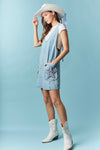 Star Patch Denim Mini Dress-Dress-Peach Love California-LT Denim-Small-Inspired Wings Fashion