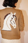 Puff Sleeve Horse Cardigan-Cardigans-Bailey Rose-Tan-XS-Inspired Wings Fashion