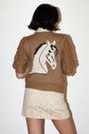 Puff Sleeve Horse Cardigan-Cardigans-Bailey Rose-Tan-XS-Inspired Wings Fashion