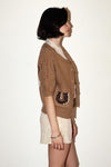 Puff Sleeve Horse Cardigan-Cardigans-Bailey Rose-Tan-XS-Inspired Wings Fashion