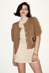 Puff Sleeve Horse Cardigan-Cardigans-Bailey Rose-Tan-XS-Inspired Wings Fashion