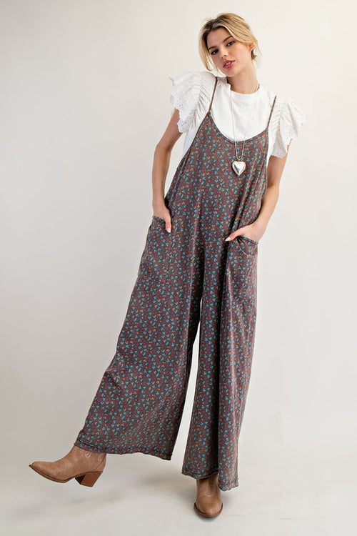 Ditsy Floral Jumpsuit-Jumpsuit-Easel-Eggplant-Small-Inspired Wings Fashion