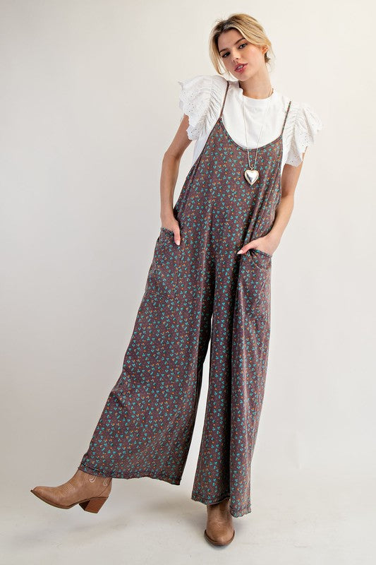 Ditsy Floral Jumpsuit-Jumpsuit-Easel-Eggplant-Small-Inspired Wings Fashion