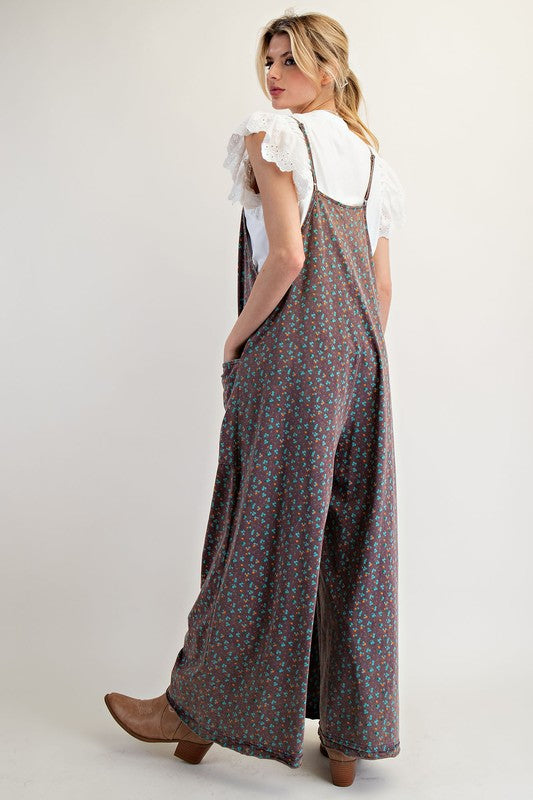 Ditsy Floral Jumpsuit-Jumpsuit-Easel-Eggplant-Small-Inspired Wings Fashion