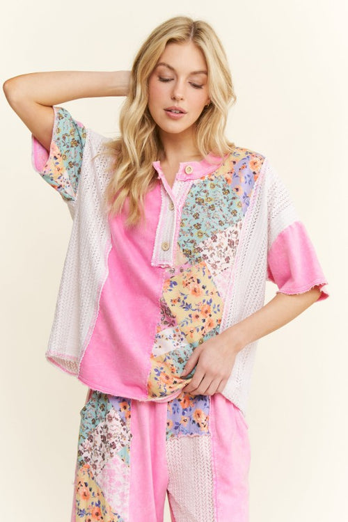 Boho Flower Top-Top-J Her-Bubble Gum-Small-Inspired Wings Fashion