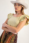Ruffle Textured Knit Top-Shirts & Tops-Easel-Green Tea-Small-Inspired Wings Fashion