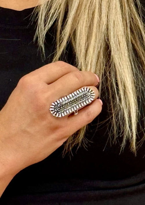 Elongated Silver Cluster Ring-Rings-West & Co-Inspired Wings Fashion