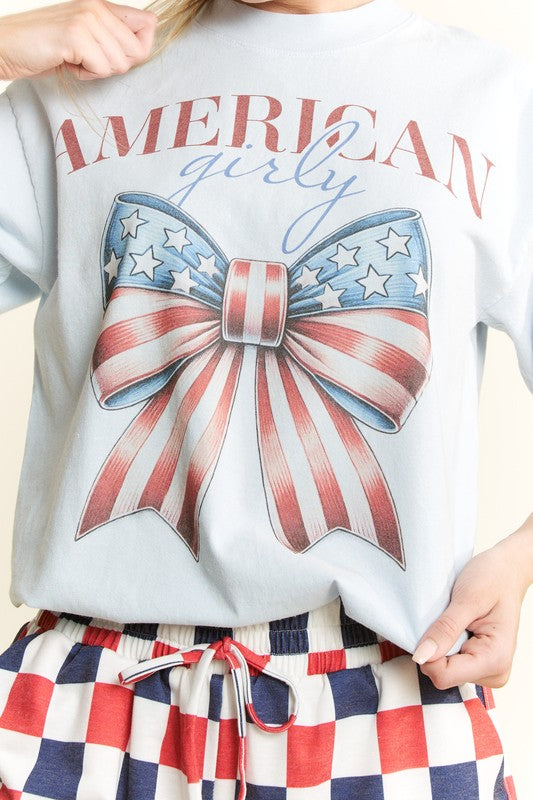 American Girly Graphic Tee-Shirts & Tops-Jade by Jane-L. Blue-Small-Inspired Wings Fashion