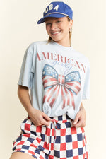 American Girly Graphic Tee-Shirts & Tops-Jade by Jane-L. Blue-Small-Inspired Wings Fashion