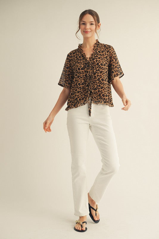 Front Tie Ruffle Top-Shirts & Tops-Jodifl-Animal-Small-Inspired Wings Fashion