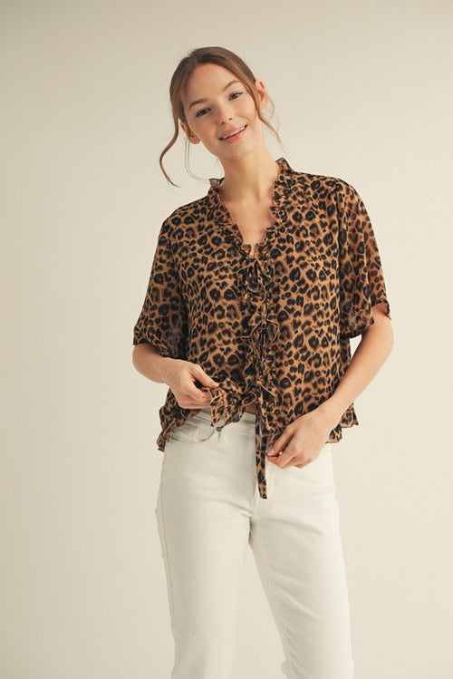 Front Tie Ruffle Top-Shirts & Tops-Jodifl-Animal-Small-Inspired Wings Fashion