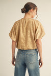 Puff Sleeve Metallic Crop Top-Shirts & Tops-Jodifl-Taupe-Small-Inspired Wings Fashion
