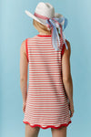 Lace Bow Stripe Mini Dress-Dress-Peach Love California-Red-Small-Inspired Wings Fashion