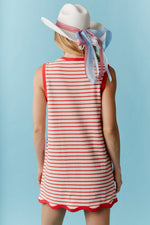 Lace Bow Stripe Mini Dress-Dress-Peach Love California-Red-Small-Inspired Wings Fashion