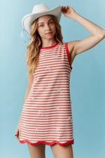 Lace Bow Stripe Mini Dress-Dress-Peach Love California-Red-Small-Inspired Wings Fashion