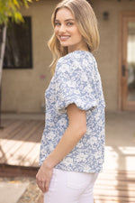 Floral Textured Top-Shirts & Tops-VOY-Peach-Small-Inspired Wings Fashion
