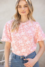 Floral Textured Top-Shirts & Tops-VOY-Peach-Small-Inspired Wings Fashion