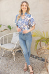 Front Tie Floral Top-Shirts & Tops-VOY-Navy-Small-Inspired Wings Fashion