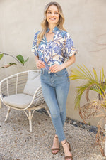 Front Tie Floral Top-Shirts & Tops-VOY-Navy-Small-Inspired Wings Fashion