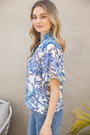 Front Tie Floral Top-Shirts & Tops-VOY-Navy-Small-Inspired Wings Fashion