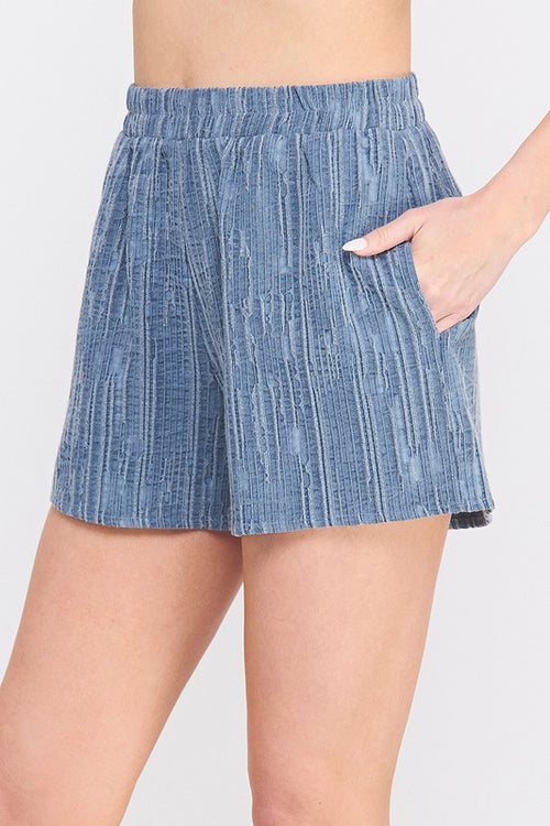 Textured Shorts-Shorts-Allie Rose-Denim-Small-Inspired Wings Fashion