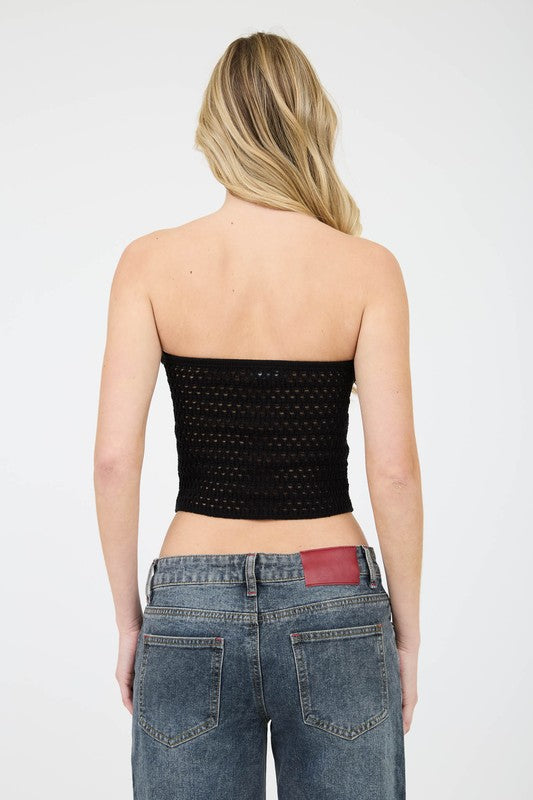 Strapless Crochet Top-Top-Blu Pepper-Black-Small-Inspired Wings Fashion