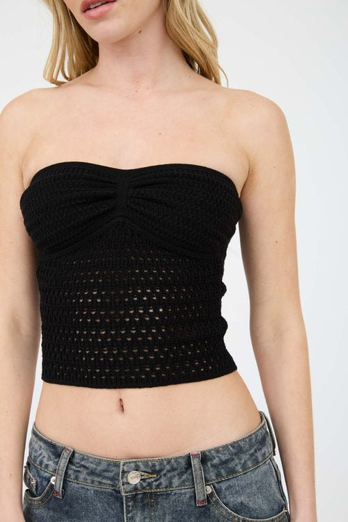 Strapless Crochet Top-Top-Blu Pepper-Black-Small-Inspired Wings Fashion